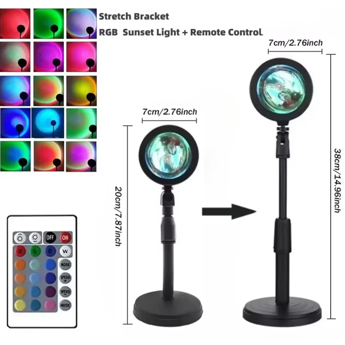 16 Colors Sunset Lamp RGB Floor Projector Light Mood Night Lighting for Photography Living Room Artistic Photo