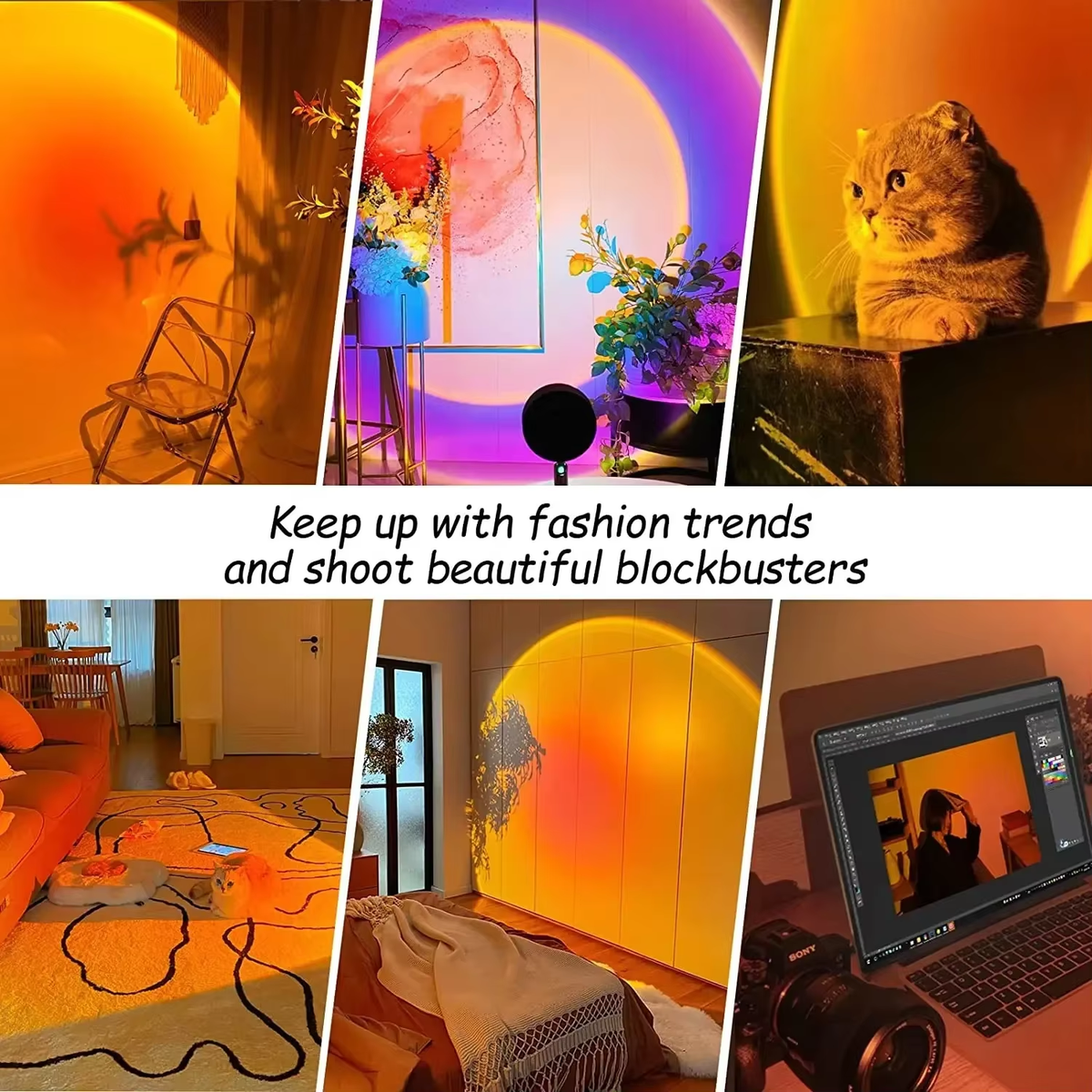 16 Colors Sunset Lamp RGB Floor Projector Light Mood Night Lighting for Photography Living Room Artistic Photo