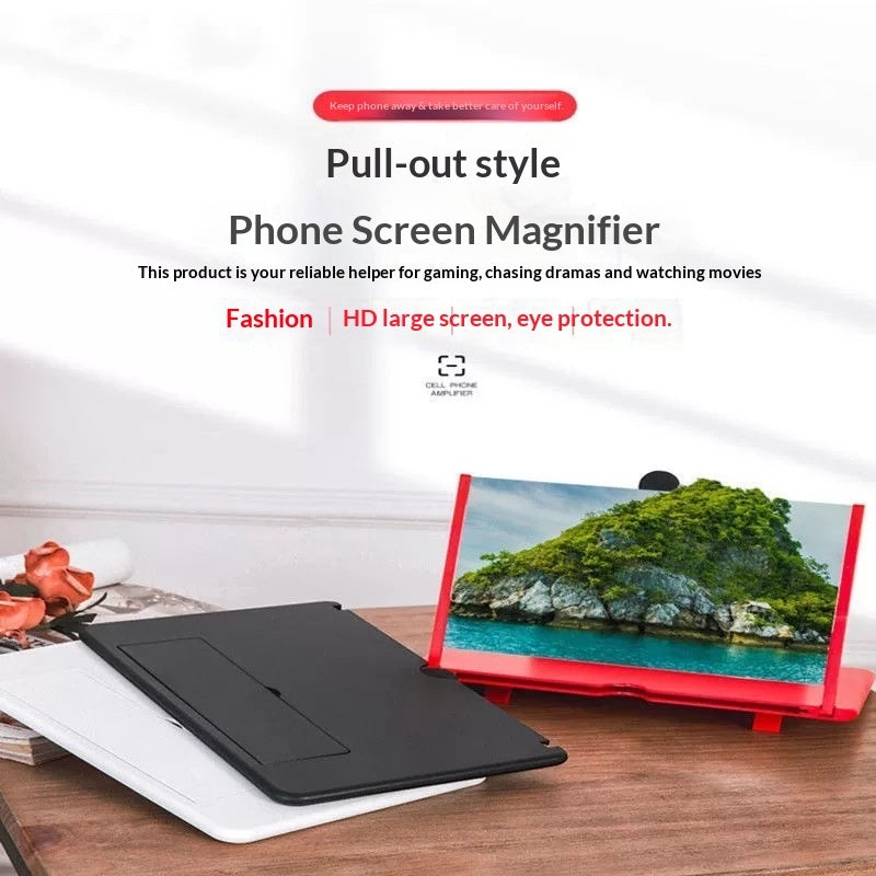 Plastic Mobile Phone Screen Amplifier 10/12 Inch Desktop Pull-Out HD Video Lazy Magnifying Glass Stand