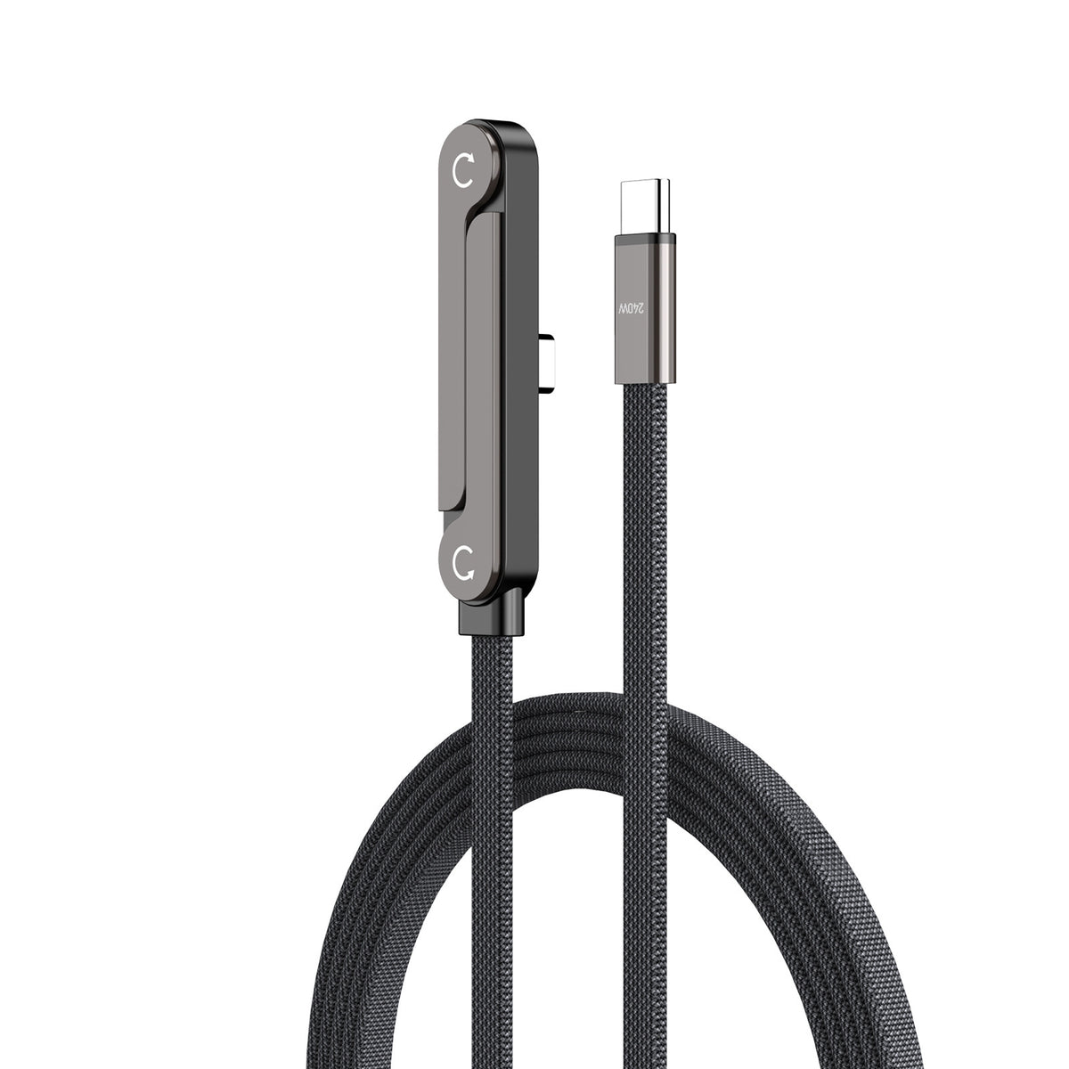 Hot Sale 240W Folding Bracket Weaving Bend Fast Charging Data Cable Type C to Type C 1.5M Zinc Alloy PD Cable with Phone Holder