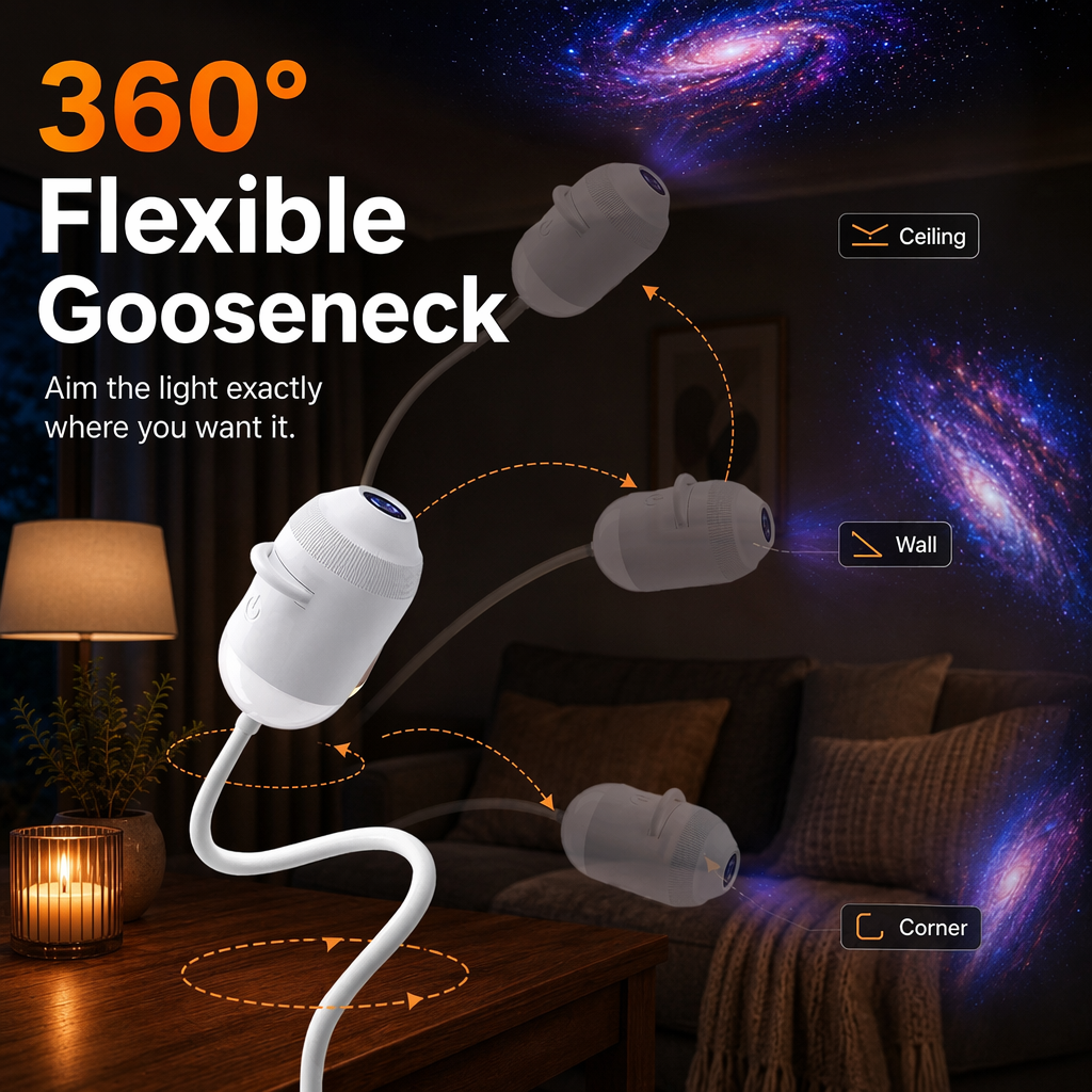 2026 USB Powered ABS LED Night Light Projector Galaxy Star Nebula Aurora Sky Dynamic Rotating Light for Kids Bedroom